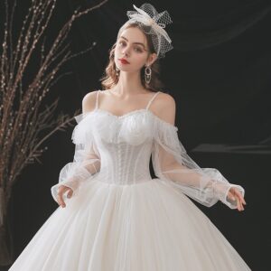 プリンセスライン 清楚な花嫁 レースホワイトシースルー ウェディング