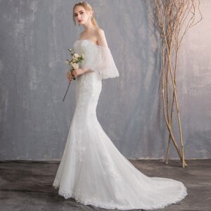 マーメイドライン　上品で大人なウェディングドレス　シンプル　手作り　二次会