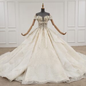 プリンセスライン 華やかなプレ花嫁 かわいい結婚場のウェディングドレス