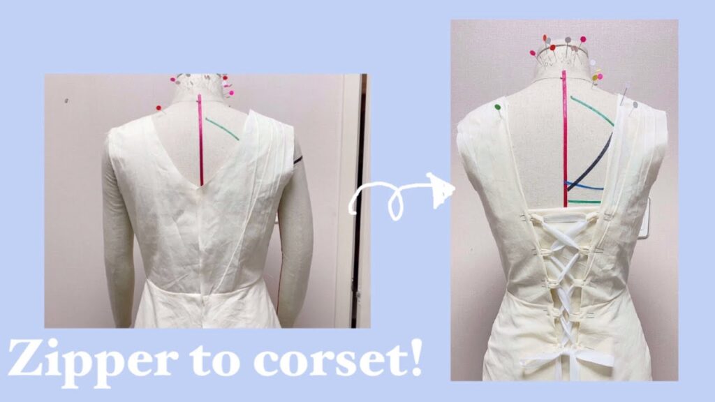 [지퍼에서 코르셋으로 변형하는 법!]/드레스메이킹/튜토리얼/sewing/드레스기초만들기/코르셋만들기