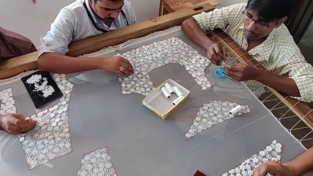 Making of a White Bridal Gown Yoke