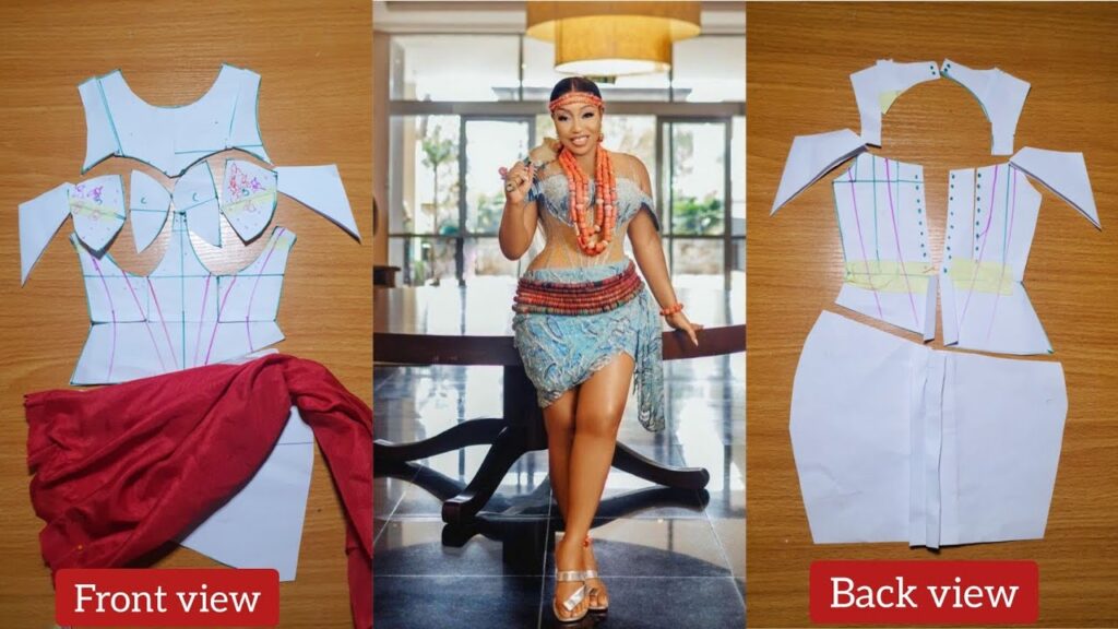 Rita Dominic's wedding dress: Paper illustration