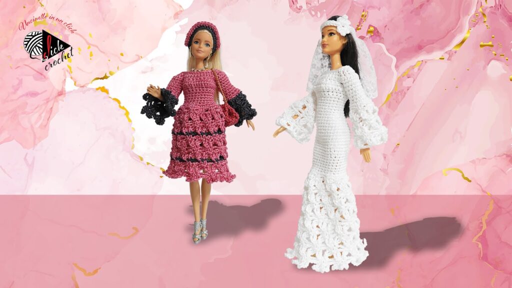 TUTORIAL UNCINETTO BARBIE VESTITINO SPOSA E DAMIGELLA MODELLO 2 parte 1 di 2