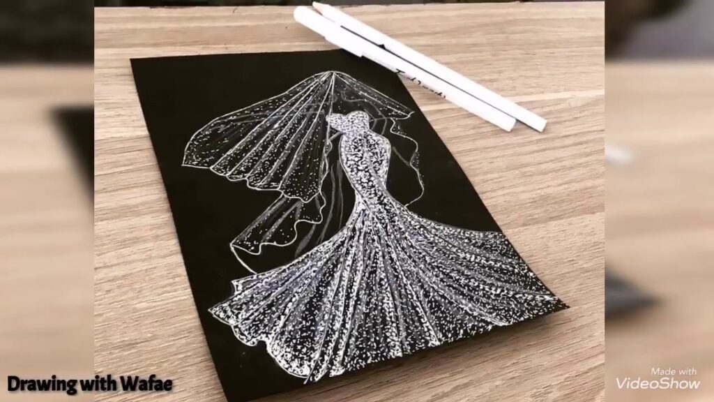 How to draw wedding dress/comment dessiner une robe de mariée/كيف ترسم فستان عروس/Fashion sketch