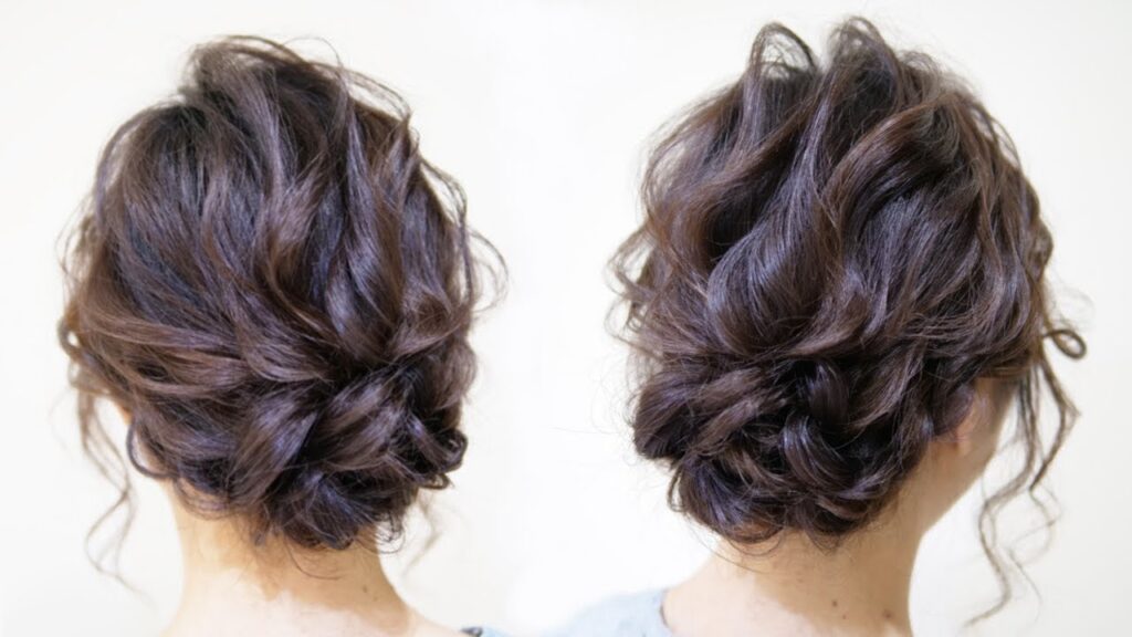 ☆かわいいシニヨンのヘアアレンジ！短いミディアムヘアでもできます！Hair styling Hair arrangement 头发　헤어 EASY Updo Hairstyle  ผม