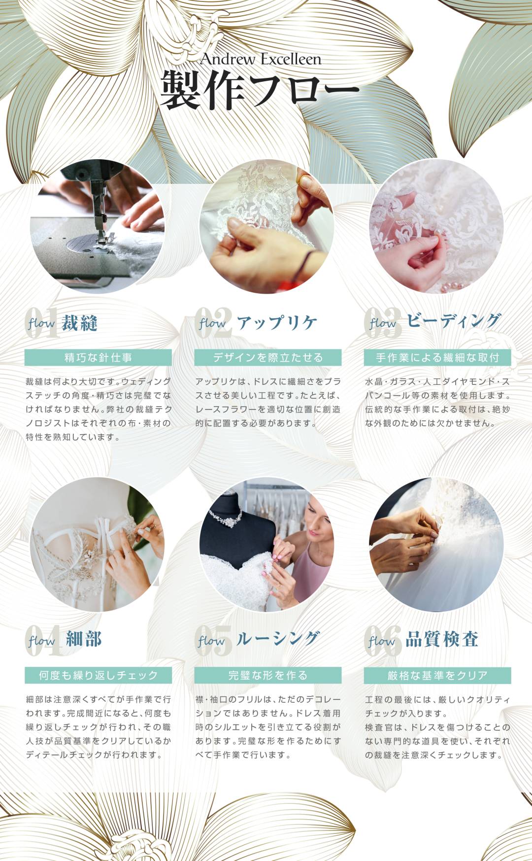 Andrew Excelleenの、ドレス製作フロー