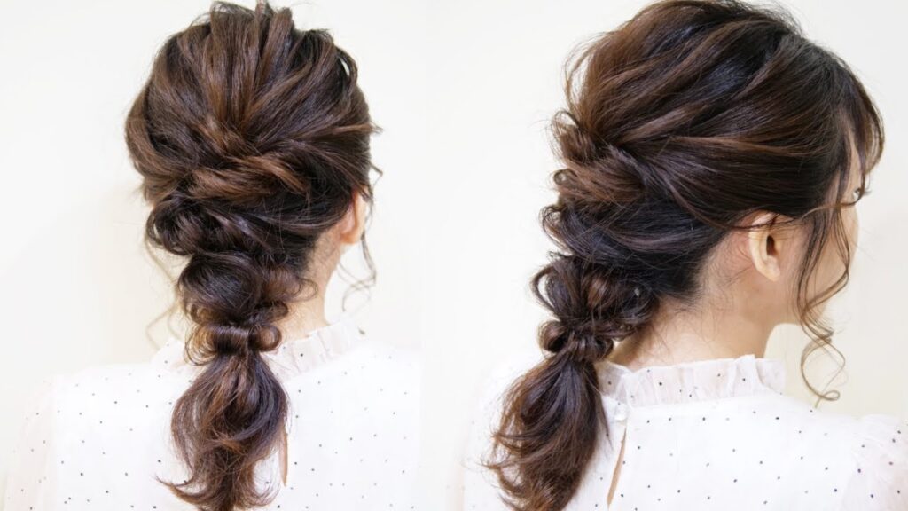 ☆簡単な編みおろしのヘアアレンジ！初級レベル☆ベース巻きなし！ゴムだけアレンジ！hairdo 头发安排　การจัดเรียงผม 헤어 어레인지