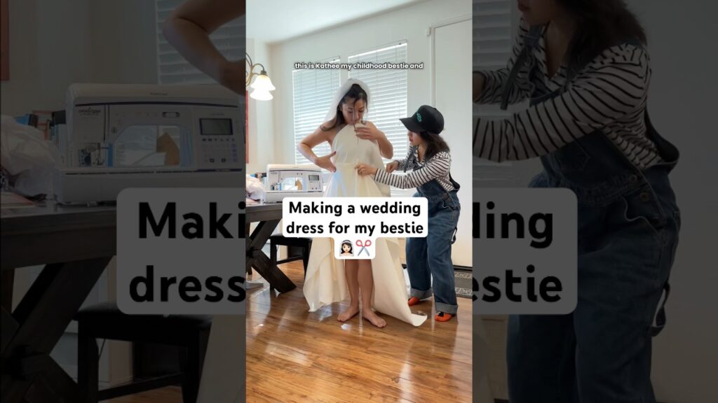 Making my bestie a wedding reception dress 👰🏻‍♀️✂️ #sewingtutorial #fashiondesign #weddingdress