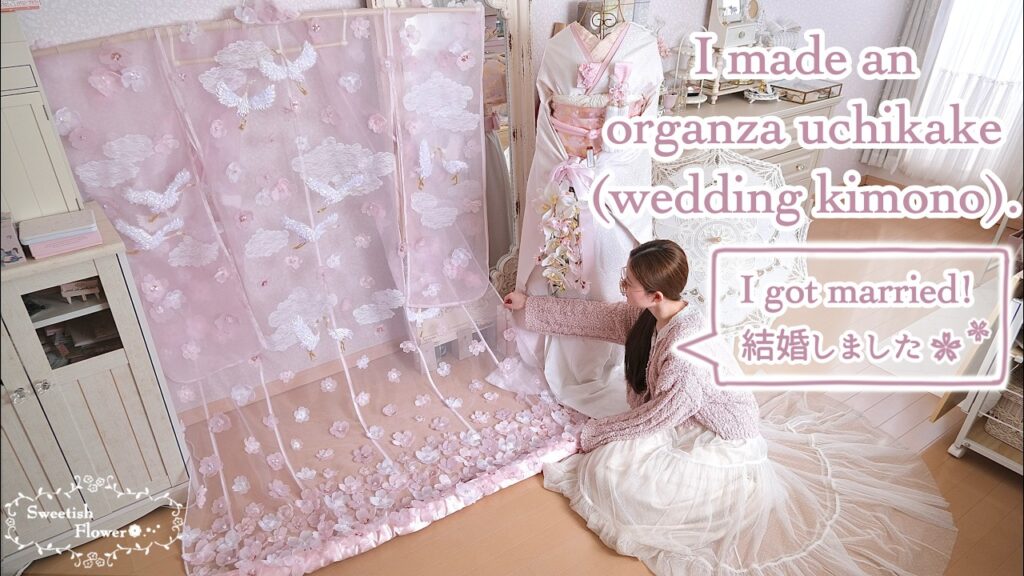 【結婚しました🌸】自作した色打掛で桜とウェディングフォトを撮ったハンドメイド作家の怒涛の２週間❤️‍🔥　前撮り/オーガンジー打掛/DIY/Wedding kimono making