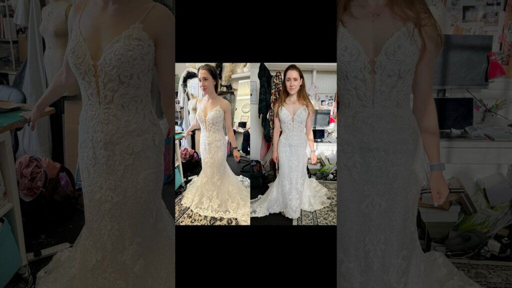 Lace Wedding Dress Fitting & Alterations #bride #weddingdresstransformation #sewing #dressmaker